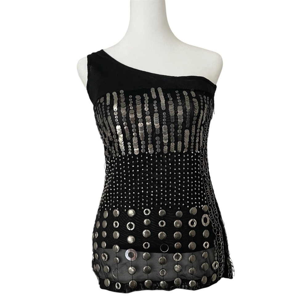 Alice + Olivia Liquid Gunmetal One Shoulder Black Dress Women’s XS Extra Small